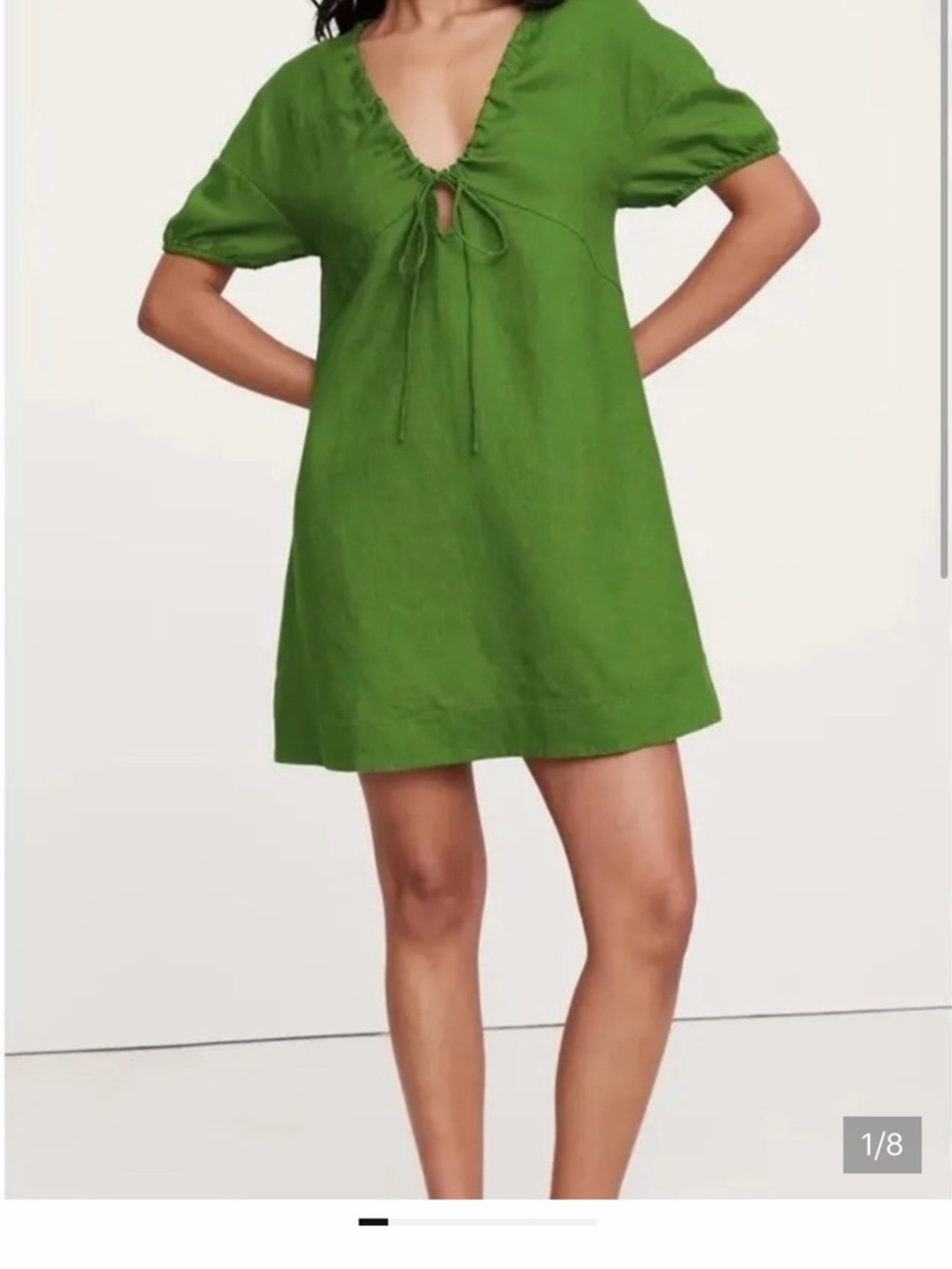 Banana Republic linen Green Tie-front short Sleeve Dress